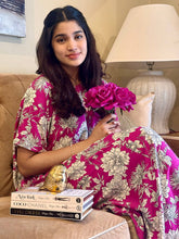 Load image into Gallery viewer, Fuschia Peonies Nursing Caftan
